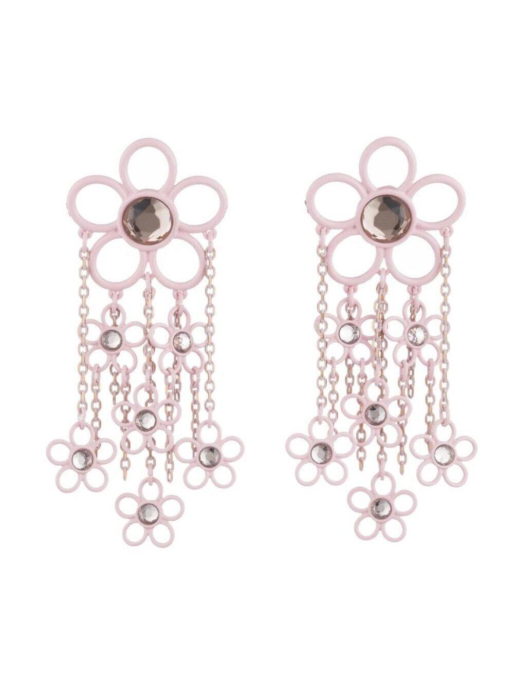 Dannijo Elyse Pink Flower Drop Earrings
